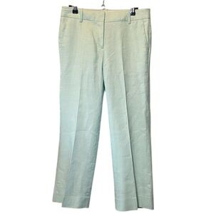 J Crew Peyton Stretch Linen Hi-Rise Pants 4P Sea Spray Green Straight Leg Crop